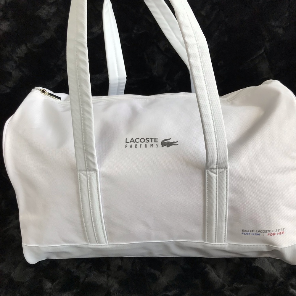 Lacoste Bag Gym Duffle Sports Weekender White NEW - Picture 6 of 8